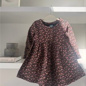 GAP Black Dress with Pink Floral Print